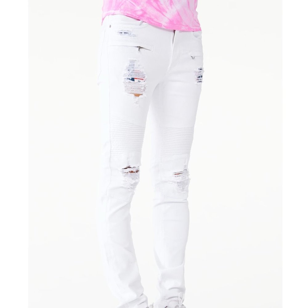 Boohoo Man Oscar Signature Biker Jean - White